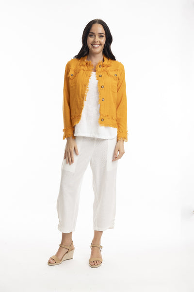 ORIENTIQUE LINEN BLEND JACKET KUMQUAT [Sz:10]