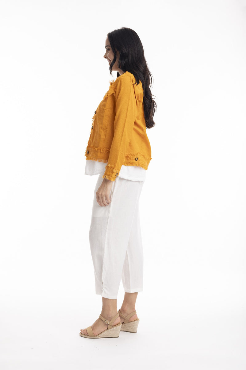 ORIENTIQUE LINEN BLEND JACKET KUMQUAT [Sz:10]