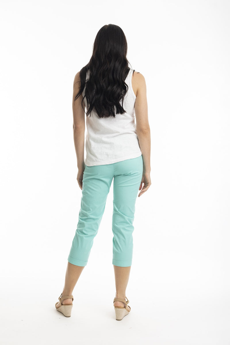 ORIENTIQUE BENGALINE CAPRI PANT AQUA [Sz:10]