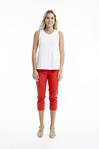 ORIENTIQUE BENGALINE CAPRI PANT SCARLET [Sz:10]