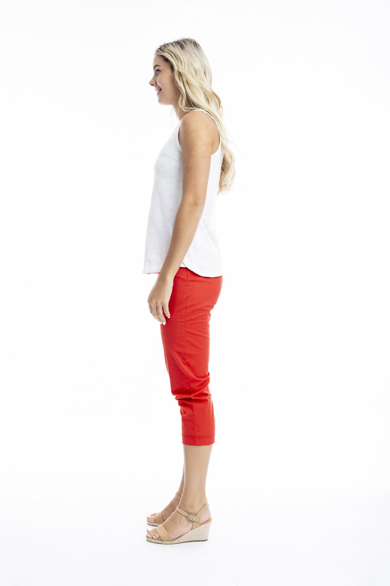 ORIENTIQUE BENGALINE CAPRI PANT SCARLET [Sz:10]