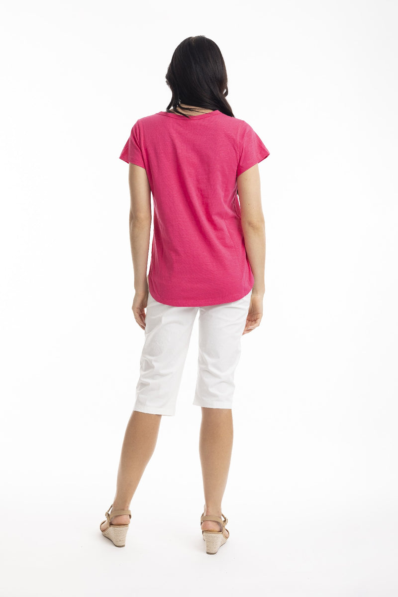 ORIENTIQUE ESSENTIALS CREW TEE HOT PINK [Sz:8]