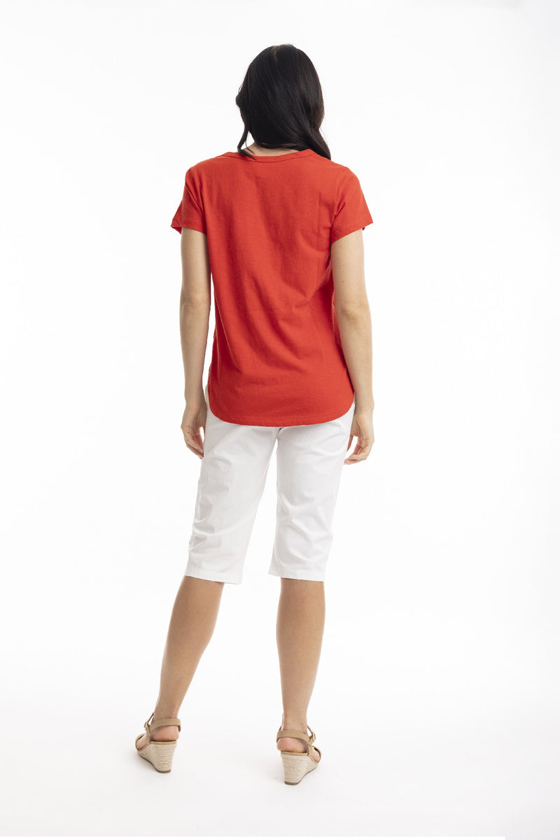 ORIENTIQUE ESSENTIALS CREW TEE SCARLET [Sz:8]