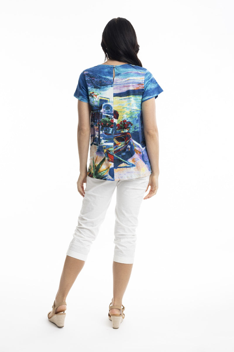 ORIENTIQUE CONTEMPORARY T-SHIRT V-NECK SANTORINI [Sz:10]