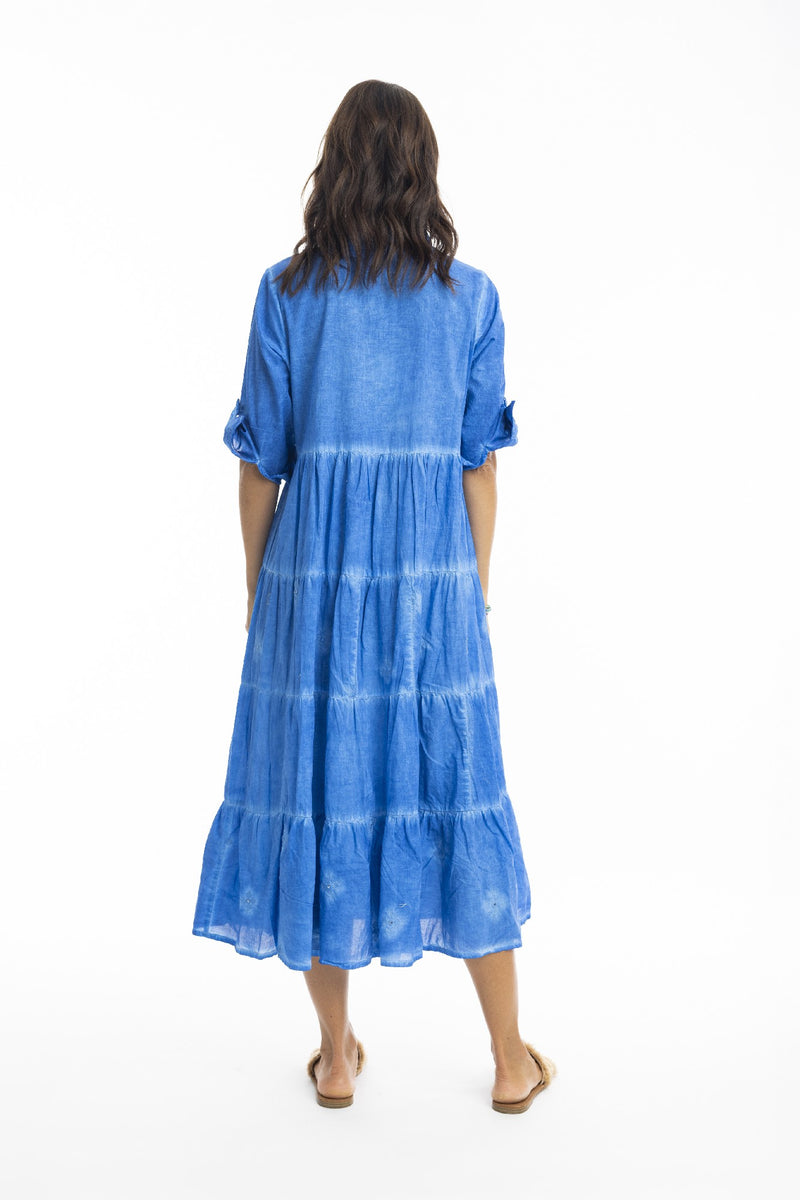 ESCAPE BY OQ ARIANA MAXI COLLAR DRESS BLUE [Sz:10]