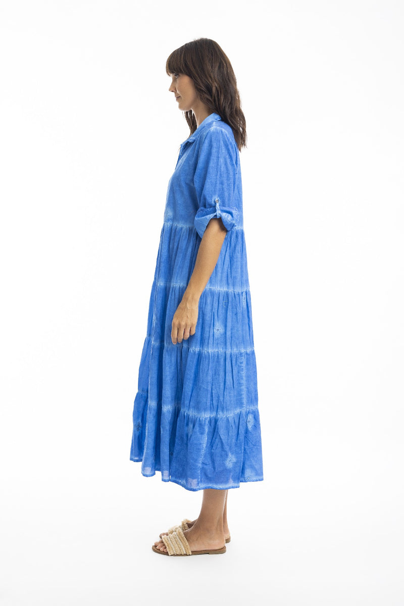 ESCAPE BY OQ ARIANA MAXI COLLAR DRESS BLUE [Sz:10]