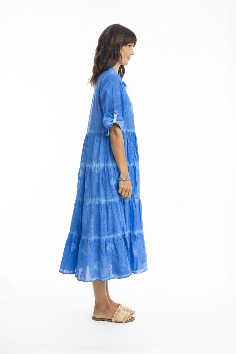 ESCAPE BY OQ ARIANA MAXI COLLAR DRESS BLUE [Sz:10]