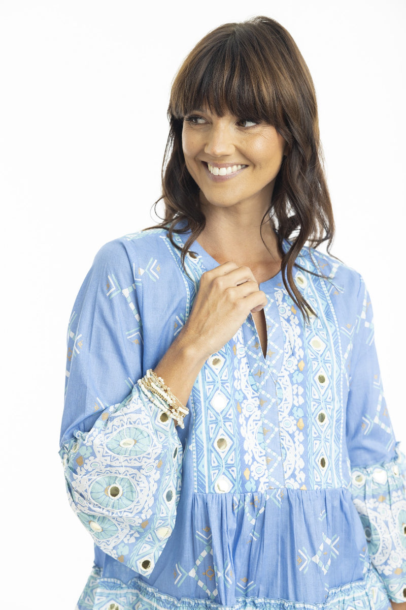 ESCAPE BY OQ HEIDI BOHO TOP BLUE [Sz:10]