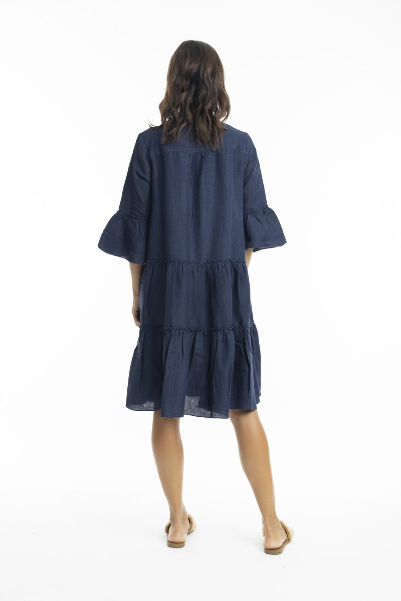 ESCAPE BY OQ 3/4 SLEEVE LAYERS LINEN DRESS [Sz:10]