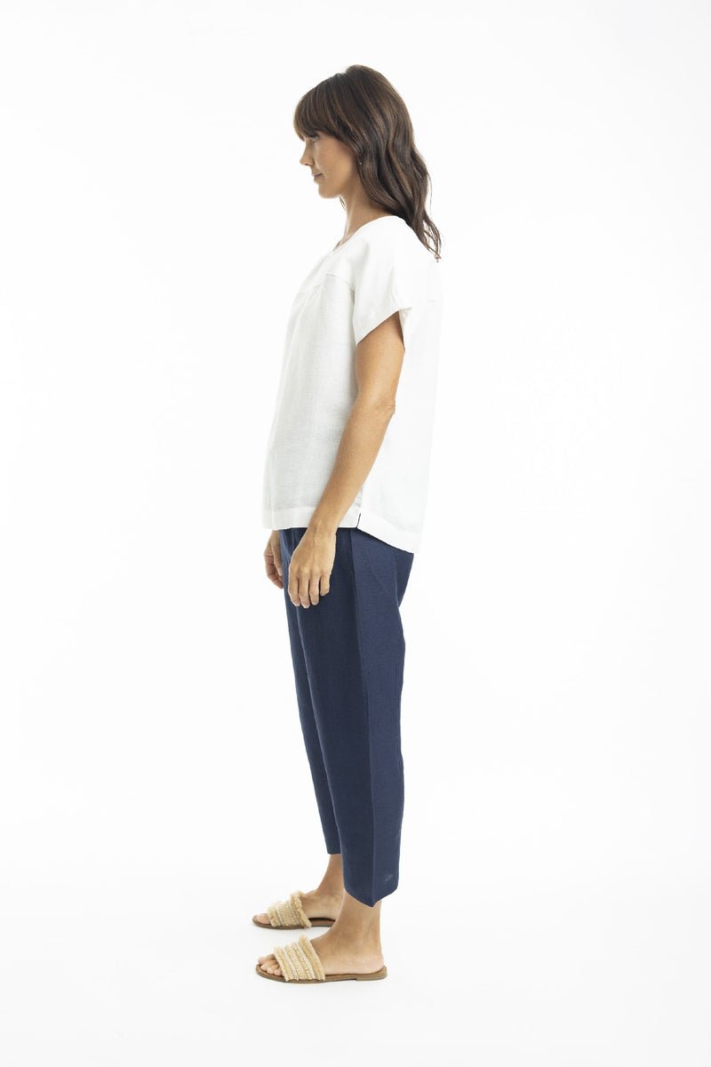 ESCAPE BY OQ LINEN PANT NAVY [Sz:10]