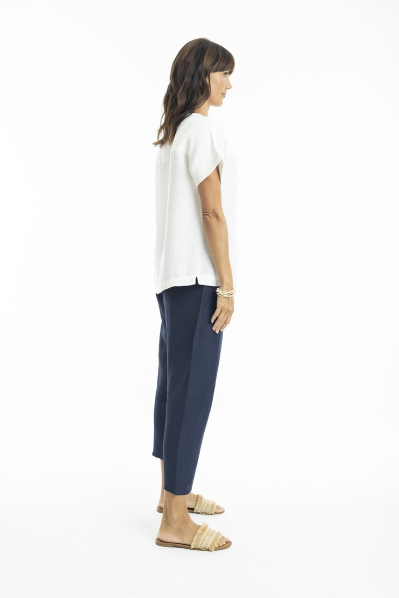 ESCAPE BY OQ LINEN PANT NAVY [Sz:10]