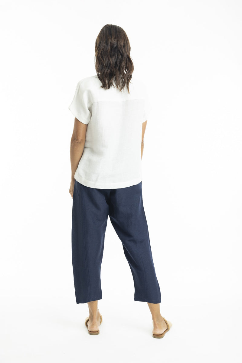 ESCAPE BY OQ LINEN PANT NAVY [Sz:10]