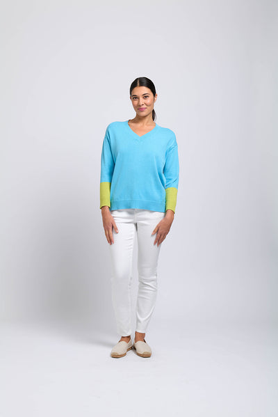 FOIL COLOURFUL CHARACTER SWEATER SOFT AQUA MIX [Sz:S]