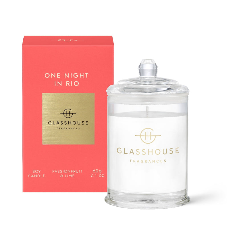 GLASSHOUSE FRAGRANCES 60G CANDLE ONE NIGHT IN RIO